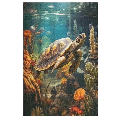 Puzzles Für Erwachsene Meeresschildkröten, 1000 Teile, Puzzle Aus Holz Für Erwachsene Und Kinder Ab 12 Jahren, Lernspielzeug 78×53cm von GGJJTT