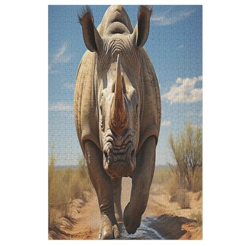 Puzzles Für Erwachsene Rhinozeros, 1000 Teile, Puzzle Aus Holz Für Erwachsene Und Kinder Ab 12 Jahren, Lernspielzeug 78×53cm von GGJJTT