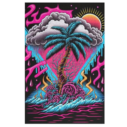 Puzzles Für Erwachsene Neonlandschaft,1000-teilige Puzzle Für Erwachsene Und Kinder Ab 12 Jahren, Holzpuzzles Für Die Heimdekoration, 78×53cm von GGJJTT