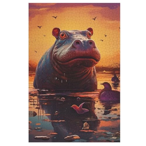 Puzzles Für Erwachsene Nilpferd, 1000 Teile, Puzzle Aus Holz Für Erwachsene Und Kinder Ab 12 Jahren, Lernspielzeug 78×53cm von GGJJTT