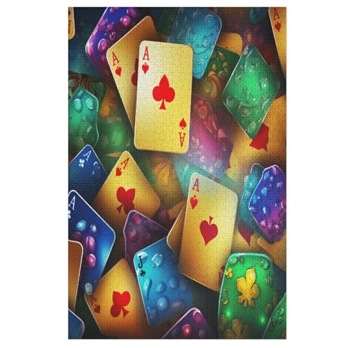 Puzzles Für Erwachsene Pokermuster, 1000 Teile, Puzzle Aus Holz Für Erwachsene Und Kinder Ab 12 Jahren, Lernspielzeug 78×53cm von GGJJTT
