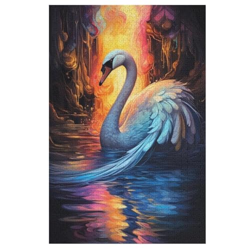 Puzzles Für Erwachsene Schwan, 1000 Teile, Puzzle Aus Holz Für Erwachsene Und Kinder Ab 12 Jahren, Lernspielzeug 78×53cm von GGJJTT