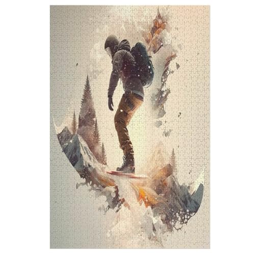 Puzzles Für Erwachsene Snowboard, 1000 Teile, Puzzle Aus Holz Für Erwachsene Und Kinder Ab 12 Jahren, Lernspielzeug 78×53cm von GGJJTT