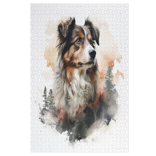 Puzzles Für Erwachsene Und Kinder, Cute Hund -Puzzle, 1000 Teile, Kreative Holzpuzzles, Puzzles Für Erwachsene, Geschenke （78×53cm） von GGJJTT