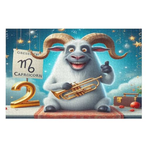 Puzzles Für Erwachsene Und Kinder, Cute Ziege -Puzzle, 1000 Teile, Kreative Holzpuzzles, Puzzles Für Erwachsene, Geschenke （75×50cm） von GGJJTT