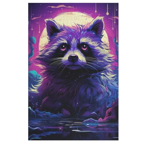 Puzzles Für Erwachsene Waschbär, 1000 Teile, Puzzle Aus Holz Für Erwachsene Und Kinder Ab 12 Jahren, Lernspielzeug 78×53cm von GGJJTT