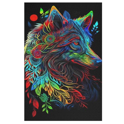 Puzzles Für Erwachsene Wolf, 1000 Teile, Puzzle Aus Holz Für Erwachsene Und Kinder Ab 12 Jahren, Lernspielzeug 78×53cm von GGJJTT