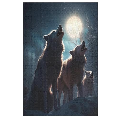 Puzzles Für Erwachsene Wolf, 1000 Teile, Puzzle Aus Holz Für Erwachsene Und Kinder Ab 12 Jahren, Lernspielzeug 78×53cm von GGJJTT