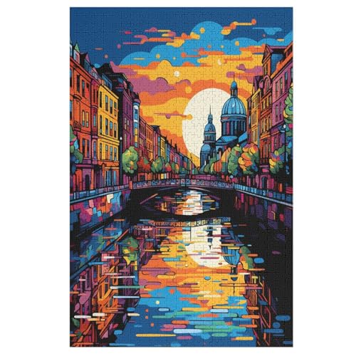 Puzzles Für Erwachsene: Stadtlandschaftsarchitektur, 1000-teiliges Holzpuzzle Für Erwachsene Und Kinder Ab 12 Jahren. Für Erwachsene 78×53cm von GGJJTT