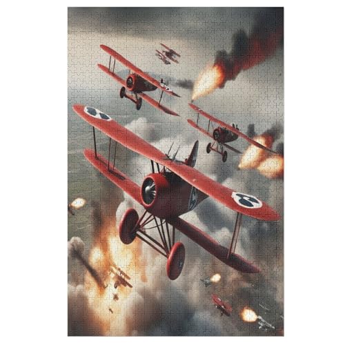 Retro Flugzeug-Puzzlespiel Aus Holz, 1000 Puzzleteile, Kreatives Puzzle Für Teenager Und Erwachsene, Kreatives Spielzeug, Puzzles, （78×53cm） von GGJJTT