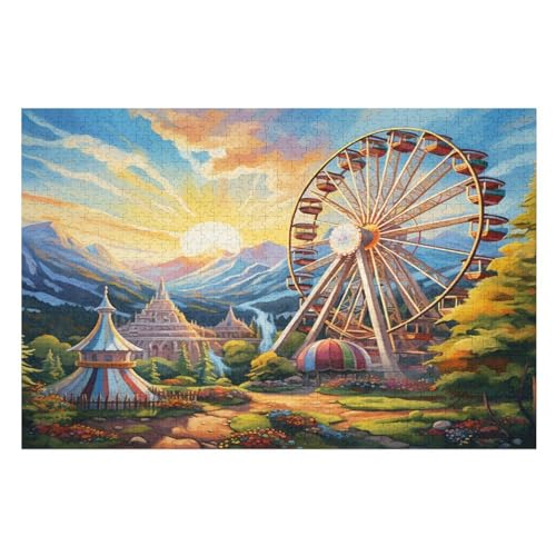 Riesenrad -Puzzle, 1000 Teile,Holzpuzzle Für Erwachsene Kinder, Lustiges Spielzeug, Denkspiel, Spielzeug, Bildungsspiel, Herausforderung, Pädagogisch, （75×50cm） von GGJJTT