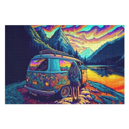 Roadtrip,1000 Teile,Holzpuzzle,einzigartiges Puzzle,kreatives Puzzle,Geschenk Für Erwachsene,Familienspiel,Herausforderungsaktivität,（75×50cm） von GGJJTT
