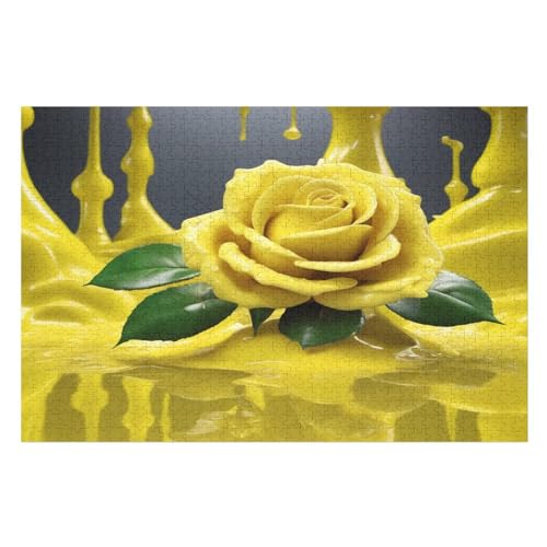 Rose Holzpuzzle Erwachsene - 1000 Teiliges Jigsaw Knobelspiel - Puzzle Für Erwachsene & Kinder - Outdoor & Reisespielzeug - Geduldspiel （75×50cm） von GGJJTT