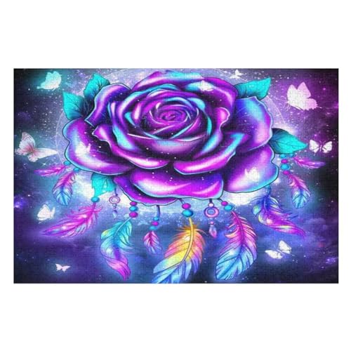 Rose Puzzle 1000 Teile, Holzpuzzle Herausforderndes Geschicklichkeitsspiel Für Die Ganze Familie, Kinder Erwachsenenpuzzle Ab 12 Jahren 75×50cm von GGJJTT