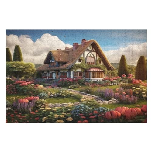 Rustikales Häuschen Puzzle Für Erwachsene 1000 Teile Premium 100% Recyceltes Brett Zum Lernen, Lernspielzeug, Familienspiele Kinder Holzpuzzle （75×50cm） von GGJJTT