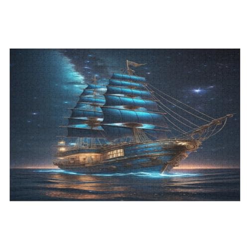 SailBoot -Puzzle, 1000 Teile,Holzpuzzle Für Erwachsene Kinder, Lustiges Spielzeug, Denkspiel, Spielzeug, Bildungsspiel, Herausforderung, Pädagogisch, （75×50cm） von GGJJTT