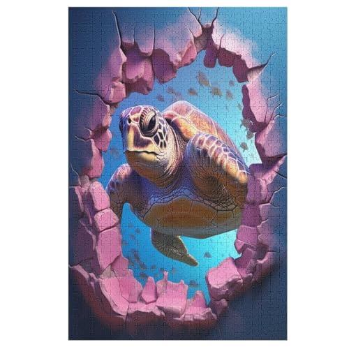 Schildkröte -Puzzle, 1000 Teile,Holzpuzzle Für Erwachsene Kinder, Lustiges Spielzeug, Denkspiel, Bildungsspiel, 78×53cm von GGJJTT