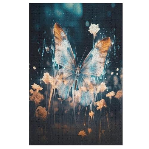 Schmetterling 1000 Teile Puzzle Für Erwachsene, Herausforderung Puzzles - Verringerter Druck Schwieriges Holzpuzzle Für Kinder 12+ 78×53cm von GGJJTT