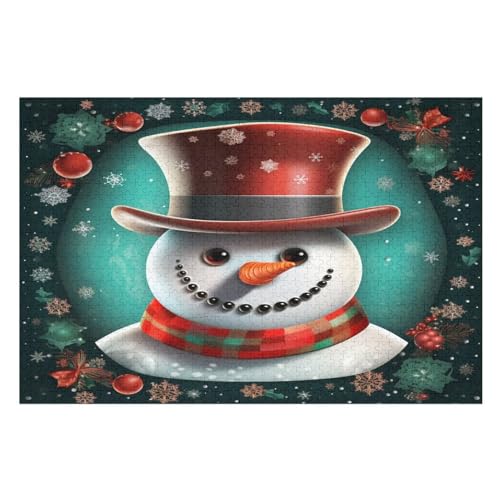 Schneemann Pattern 1000 Teile Puzzles Für Erwachsene Holzpuzzle Familienpuzzlespiel Stressabbau-Puzzle Für Erwachsene Kinder Ab 12 Jahren （75×50cm） von GGJJTT