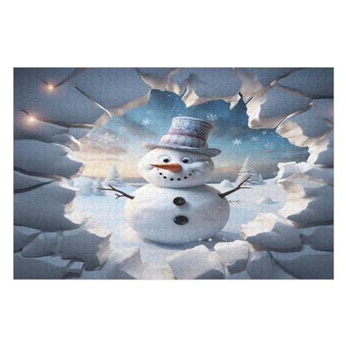 Schneemannmuster Holzpuzzle - Puzzle Für Erwachsene, 1000-teilige Puzzles Für Teenager Und Kinder, Herausfordernde Spiele 75×50cm Schneemannmuster Holzpuzzle - Puzzle Für Erwachsene, 1000-teilige Puzzles Für Teenager Und Kinder, Herausfordernde Spiele 75×50cm von GGJJTT