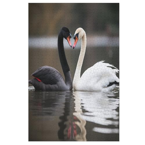 Schwan 1000 Teile Puzzles Für Erwachsene, Impossible Puzzle, Geschicklichkeitsspiel Für Die Ganze Familie, Kinder Holzpuzzle （78×53cm） von GGJJTT