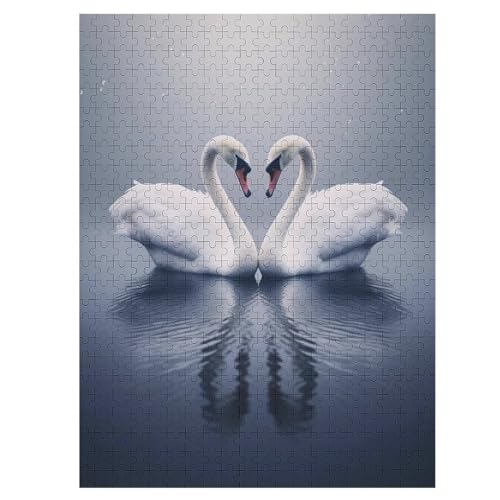 Schwan 500 Teile Puzzle Für Erwachsene, Herausforderung Puzzles - Familienpuzzle Verringerter Druck Schwieriges Puzzle Rahmen Holzpuzzle Für Erwachsene Kinder 12+ （55×41cm） von GGJJTT