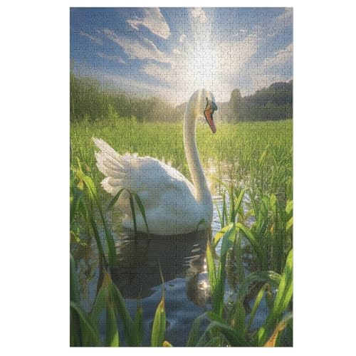 Schwan Holzpuzzle 1000 Teile Klassische Puzzles Erwachsene Kinder Puzzle DIY Kit Holzspielzeug Einzigartiges Geschenk （78×53cm） von GGJJTT