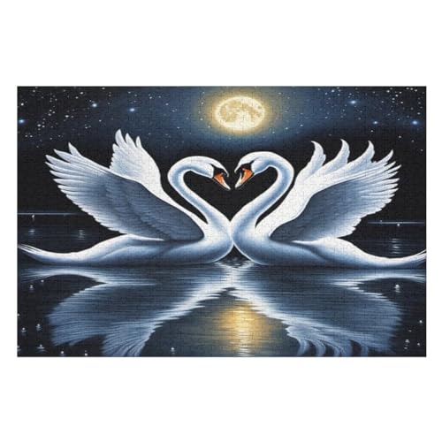 Schwan Holzpuzzle Erwachsene - 1000 Teiliges Jigsaw Knobelspiel - Puzzle Für Erwachsene & Kinder - Outdoor & Reisespielzeug - Geduldspiel （75×50cm） von GGJJTT