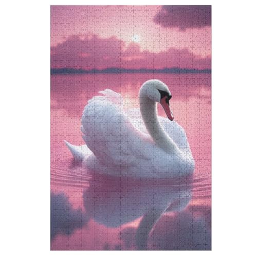 Schwan -Puzzle, 1000 Teile,Holzpuzzle Für Erwachsene Kinder, Lustiges Spielzeug, Denkspiel, Bildungsspiel, （78×53cm） von GGJJTT