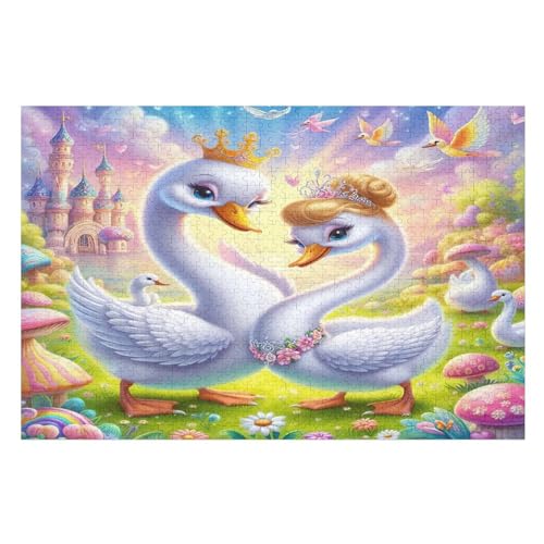 Schwan Puzzle Für Erwachsene 1000 Teile Premium 100% Recyceltes Brett Zum Lernen, Lernspielzeug, Familienspiele Kinder Holzpuzzle （75×50cm） von GGJJTT