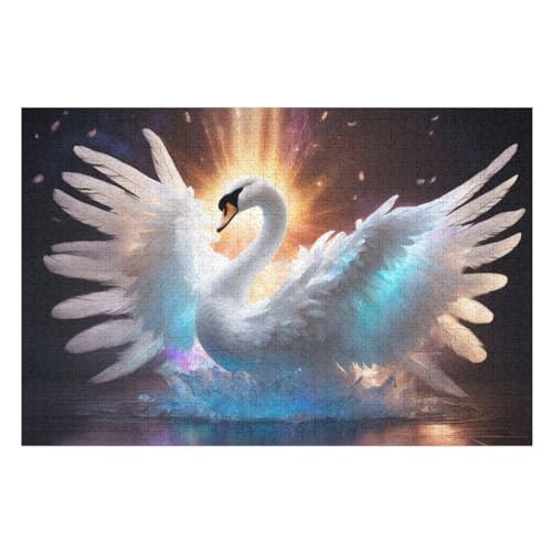 Schwan Puzzles 1000 Teile Erwachsener Kniffel Spaß Für Die Ganze Familie - 1000 Puzzleteilige Motive, Holzpuzzle Kinder Erwachsene, Impossible Puzzle Schwer （75×50cm） von GGJJTT