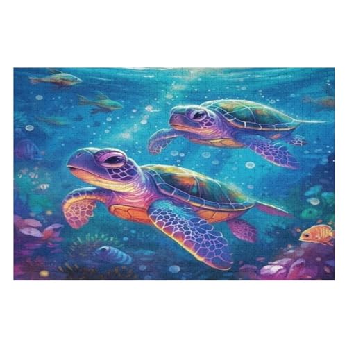 Sea Schildkröte Puzzles 1000 Teile Erwachsener Kniffel Spaß Für Die Ganze Familie - 1000 Puzzleteilige Motive, Holzpuzzle Kinder Erwachsene, Impossible Puzzle Schwer （75×50cm） von GGJJTT