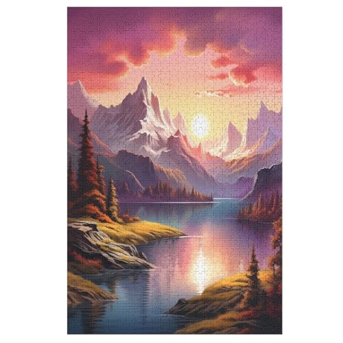 Seen und schneebedeckte Berge Puzzles 1000 Teile Erwachsener Kniffel Spaß Für Die Ganze Familie - 1000 Puzzleteilige Motive, Holzpuzzle Kinder Erwachsene, Impossible Puzzle Schwer （78×53cm） von GGJJTT