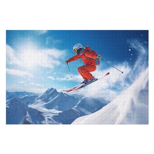 Skifahren in den Bergen Puzzle Für Erwachsene 1000 Teile Zum Lernen, Lernspielzeug, Familienspiele Kinder Holzpuzzle 75×50cm Skifahren in den Bergen Puzzle Für Erwachsene 1000 Teile Zum Lernen, Lernspielzeug, Familienspiele Kinder Holzpuzzle 75×50cm von GGJJTT