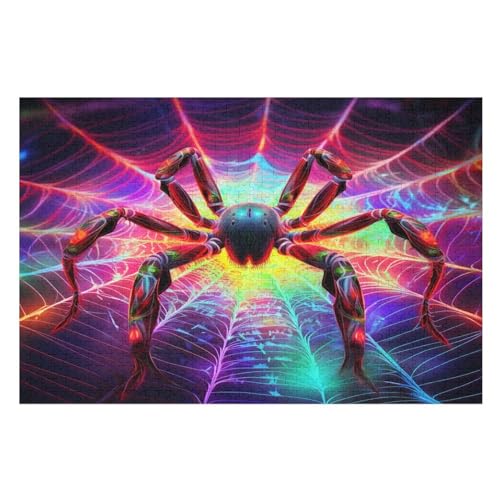 Spinne 1000 Teile Holzpuzzle,einzigartiges Puzzle, Geschenk Für Erwachsene,Familienspiel,Herausforderungsaktivität,75×50cm von GGJJTT