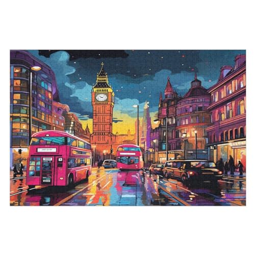 Stadtbild von London Puzzles 1000 Teile Für Jugendliche Kreatives Holzpuzzlespielzeug Familienspiel Schwierigkeitsgrad Herausforderungspuzzles （75×50cm） von GGJJTT