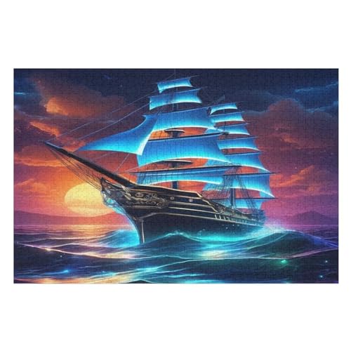 Star Sailing Boot Puzzles 1000 Teile Erwachsener Kniffel Spaß Für Die Ganze Familie - 1000 Puzzleteilige Motive, Holzpuzzle Kinder Erwachsene, Impossible Puzzle Schwer （75×50cm） von GGJJTT