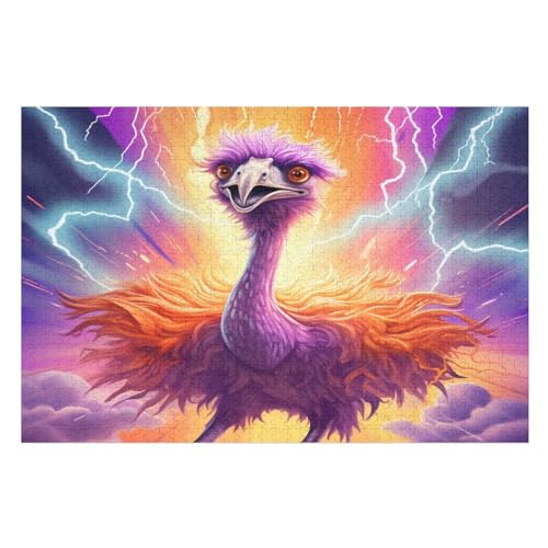 Strauß Puzzle Für Erwachsene 1000 Teile Premium 100% Recyceltes Brett Zum Lernen, Lernspielzeug, Familienspiele Kinder Holzpuzzle （75×50cm） von GGJJTT