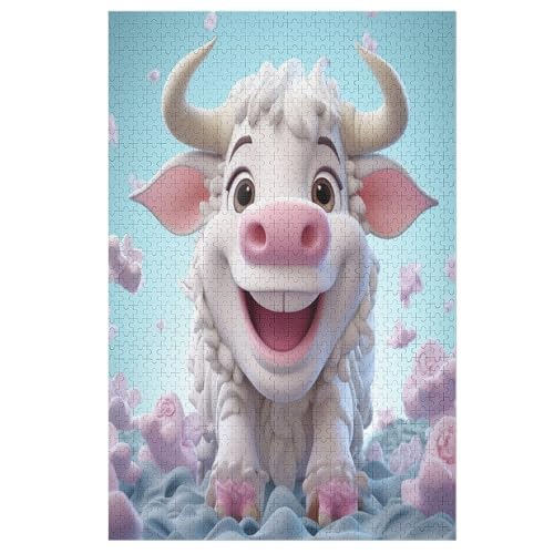 Süße Kuh Holzpuzzle 1000 Teile, Knobelspiele Für Erwachsene, Teenager, Puzzles Unmögliche - Kinder Puzzle Zimmer Deko 78×53cm von GGJJTT