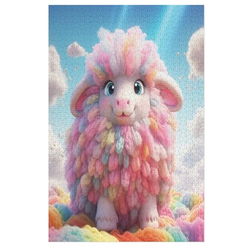 Süßes Schaf Puzzle 1000 Teile, Holzpuzzle Herausforderndes Geschicklichkeitsspiel Für Kinder Erwachsenenpuzzle Ab 12 Jahren （78×53cm） von GGJJTT