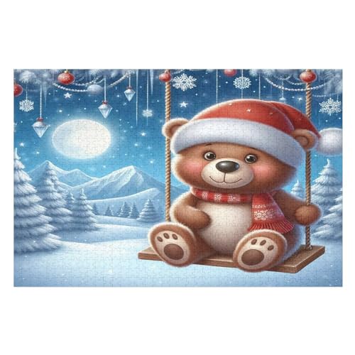 Tier Bär Holzpuzzle 1000 Teile, Knobelspiele Für Erwachsene, Teenager, Puzzles Unmögliche - Kinder Puzzle Zimmer Deko 75×50cm von GGJJTT