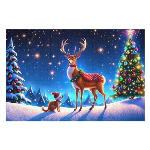 Tier Hirsch Puzzle 1000 Teile, Holzpuzzle Herausforderndes Geschicklichkeitsspiel Kinder Erwachsenenpuzzle Ab 12 Jahren 75×50cm Tier Hirsch Puzzle 1000 Teile, Holzpuzzle Herausforderndes Geschicklichkeitsspiel Kinder Erwachsenenpuzzle Ab 12 Jahren 75×50cm von GGJJTT