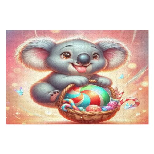 Tier Koala Holzpuzzle 1000 Teile Klassische Puzzles Erwachsene Kinder Puzzle DIY Kit Holzspielzeug Einzigartiges Geschenk 75×50cm von GGJJTT