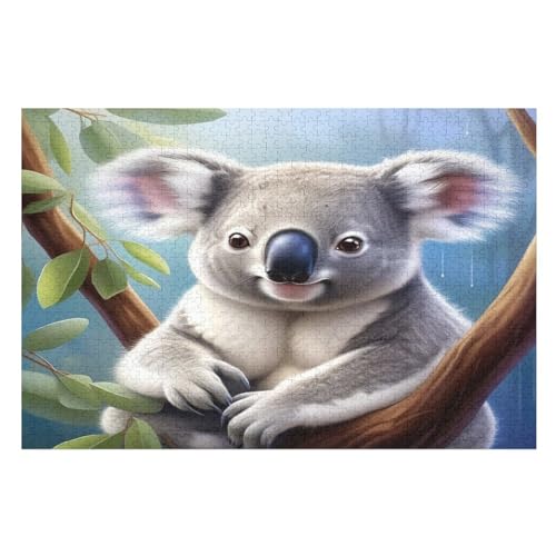 Tier Koala Holzpuzzle 1000 Teile Klassische Puzzles Erwachsene Kinder Puzzle DIY Kit Holzspielzeug Einzigartiges Geschenk 75×50cm von GGJJTT
