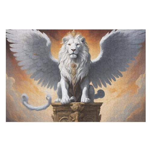 Tier Lion Puzzle 1000 Teile, Holzpuzzle Für Erwachsene Kinder, Impossible Puzzles, Geschicklichkeitsspiel Für Die Ganze Familie 75×50cm von GGJJTT