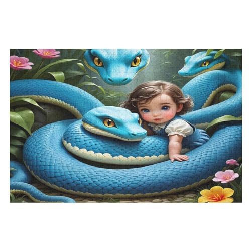 Tier Schlange 1000 Teile Holzpuzzle,einzigartiges Puzzle, Geschenk Für Erwachsene,Familienspiel,Herausforderungsaktivität,75×50cm von GGJJTT