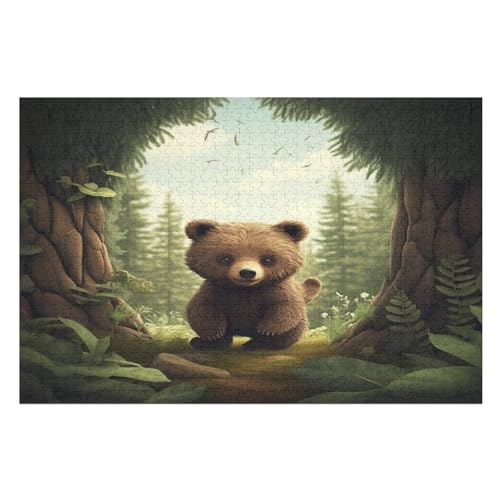 Tierbär 1000 Teile Puzzle, Holzpuzzle, Puzzles Für Erwachsene Kinder, 1000 Teile Puzzle Für Jugendliche & Erwachsene Lernspiel Herausforderungsspielzeug （75×50cm） von GGJJTT