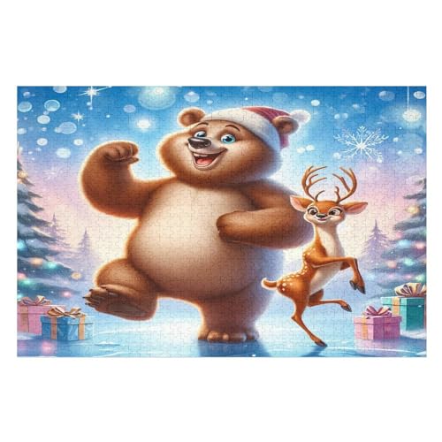 Tierbär Holzpuzzle Erwachsene - 1000 Teiliges Jigsaw Knobelspiel - Puzzle Für Erwachsene & Kinder - Outdoor & Reisespielzeug - Geduldspiel （75×50cm） von GGJJTT