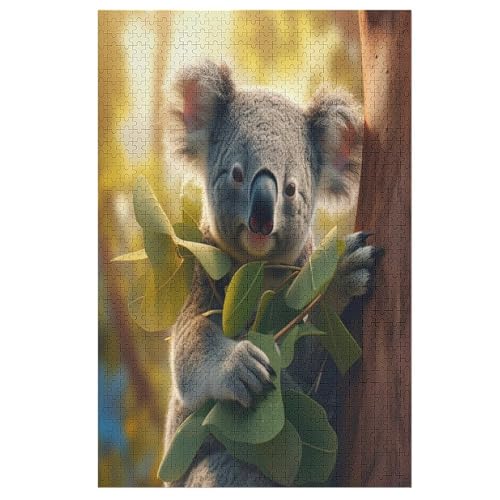 Tierkoala Puzzle 1000 Teile, Holzpuzzle Herausforderndes Geschicklichkeitsspiel Für Kinder Erwachsenenpuzzle Ab 12 Jahren （78×53cm） von GGJJTT