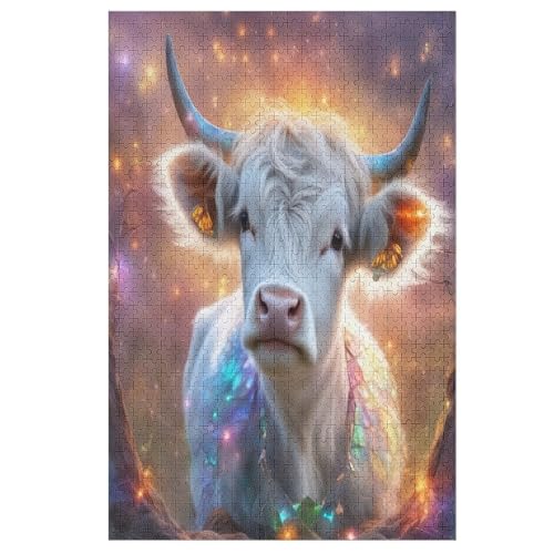 Tierkuh Holzpuzzle 1000 Teile Klassische Puzzles Erwachsene Kinder Puzzle DIY Kit Holzspielzeug Einzigartiges Geschenk 78×53cm von GGJJTT